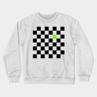 Checkered Black and White with One Lime Green Square Crewneck Sweatshirt